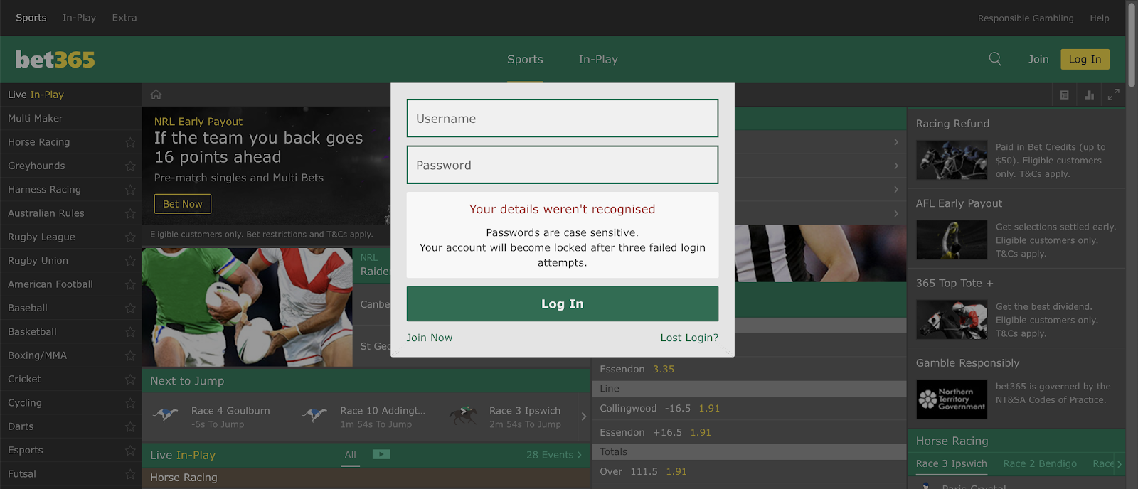 Bet365 Deleted Account