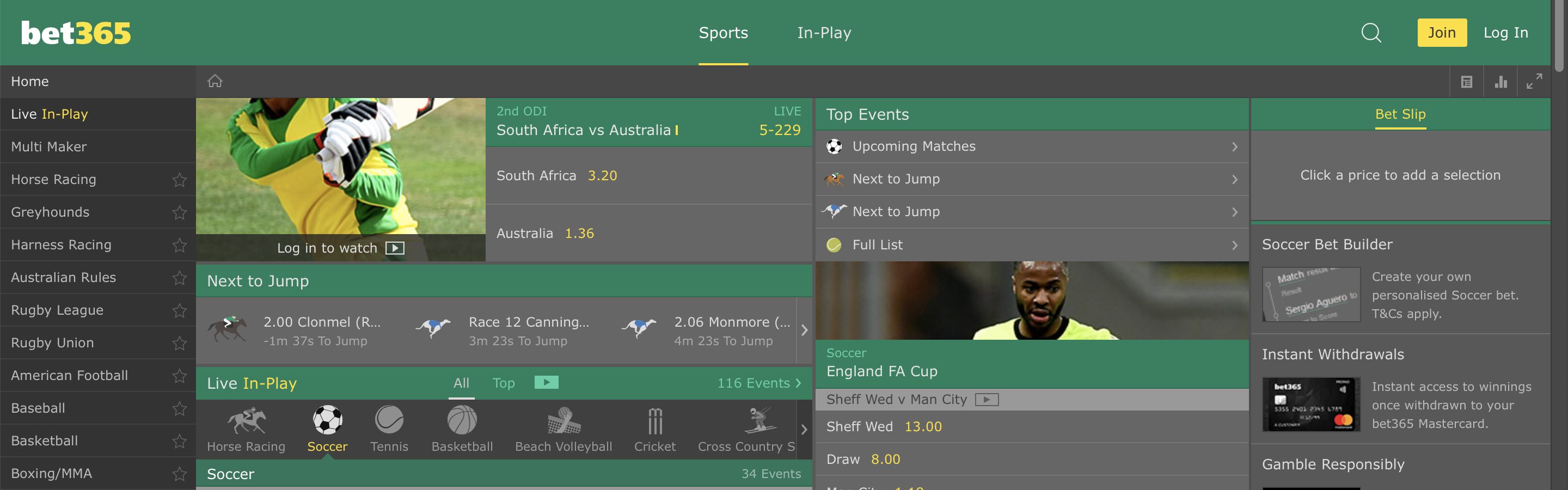 Best Betting Sites - Bet365 Interface