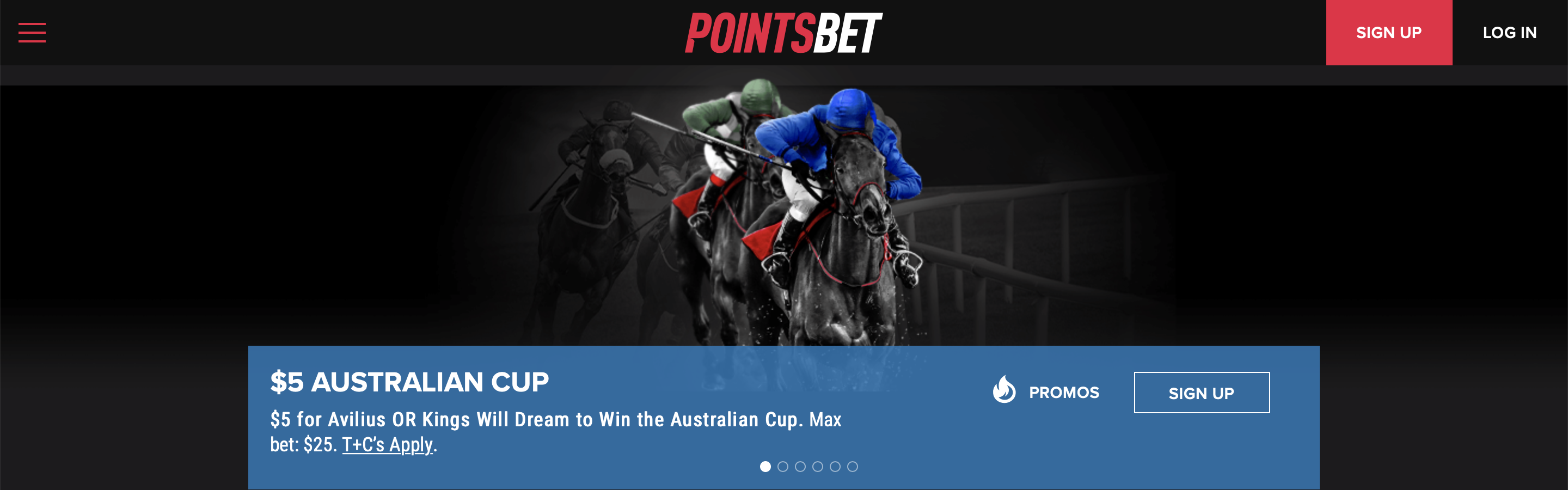 Pointsbet Homepage Interface