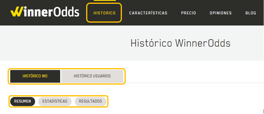 Nuevo histórico de usuarios WinnerOdds